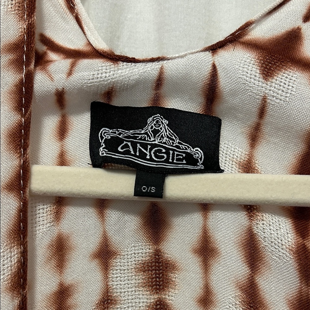 Angie Kimono Women’s One Size Brown Tie-Dye Fringe Boho Kaftan Coverup - Picture 4 of 16